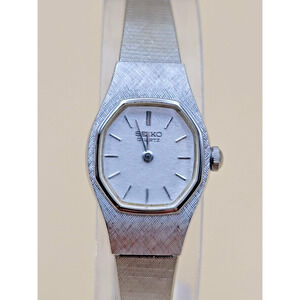 VTG Seiko Women’s Quartz Dress Watch 5420-5059 Octagon Silver Tone NEW BATTERY